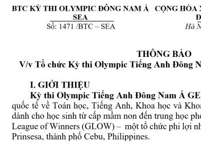 Thông báo về việc Tổ chức Kỳ thi Olympic Tiếng Anh Đông Nam Á GELOSEA 2023-2024